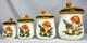 Vintage Japan Merry Mushroom Ceramic Canister Set 4-pc Kitchen Decor
