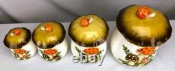 Vintage Japan Merry Mushroom Ceramic Canister Set 4-Pc Kitchen Decor