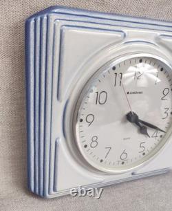 Vintage Junghans Ceramic Wall Clock Retro Kitchen Blue White Clock German