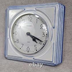 Vintage Junghans Ceramic Wall Clock Retro Kitchen Blue White Clock German