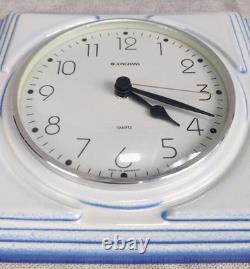 Vintage Junghans Ceramic Wall Clock Retro Kitchen Blue White Clock German