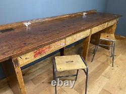 Vintage Kitchen Breakfast Bar/ Kitchen Table Island / School Lab Bench / Desk D