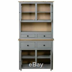 Vintage Kitchen Larder Cabinet Grey Large Pine Cupboard Storage Pantry Rustic