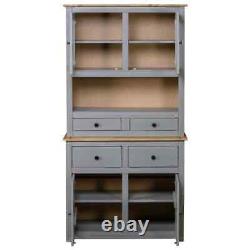 Vintage Kitchen Larder Cabinet OAKGrey Large Pine Cupboard Storage Pantry Rustic