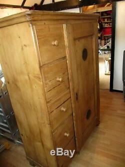 Vintage Kitchen Larder Linen Cabinet Large Pine Cupboard Storage Pantry Rustic