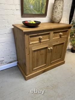 Vintage Kitchen Pine Cupboard Solid Wood Pantry Drawers Cutlery Side Table Stora