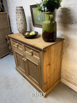 Vintage Kitchen Pine Cupboard Solid Wood Pantry Drawers Cutlery Side Table Stora