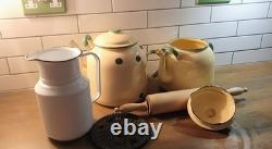 Vintage Kitchen Utensils Set Enamel Kettle Jug