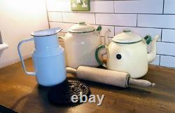 Vintage Kitchen Utensils Set Enamel Kettle Jug