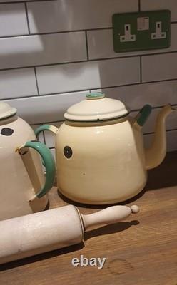 Vintage Kitchen Utensils Set Enamel Kettle Jug