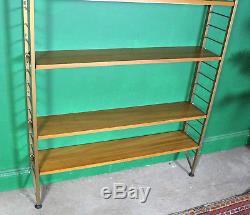 Vintage Ladderax Shelving, Single Bay, 6 Shelves, Bookcase, Teak, Gold Ladders