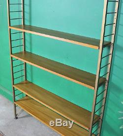 Vintage Ladderax Shelving, Single Bay, 6 Shelves, Bookcase, Teak, Gold Ladders