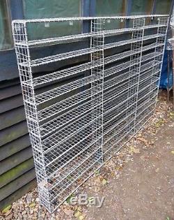 Vintage Large Industrial Style Metal Wire Wall Shelving Rack Unit Compartments