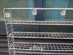 Vintage Large Industrial Style Metal Wire Wall Shelving Rack Unit Compartments