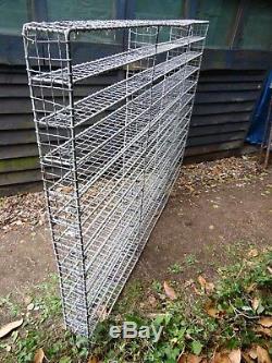 Vintage Large Industrial Style Metal Wire Wall Shelving Rack Unit Compartments