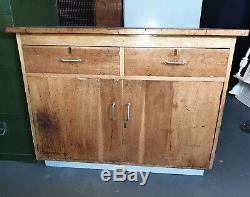 Vintage Large Light Wood School Science Cupboard Unit Drawers Perfect Kitchen
