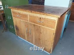 Vintage Large Light Wood School Science Cupboard Unit Drawers Perfect Kitchen