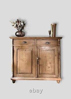 Vintage Late C20th European Style Solid Pine Cupboard Kitchen Cabinet Sideboard