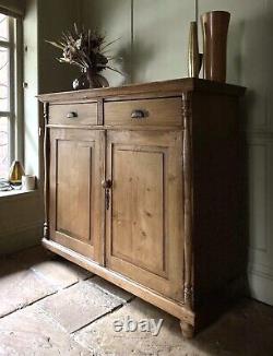 Vintage Late C20th European Style Solid Pine Cupboard Kitchen Cabinet Sideboard