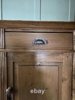 Vintage Late C20th European Style Solid Pine Cupboard Kitchen Cabinet Sideboard