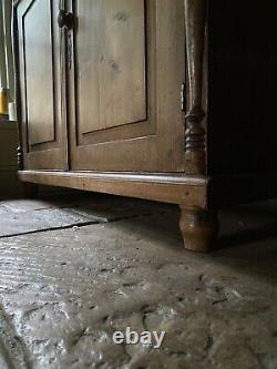 Vintage Late C20th European Style Solid Pine Cupboard Kitchen Cabinet Sideboard