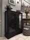 Vintage Late C20th Painted Black China Glazed Display Drinks Cabinet Bookcase