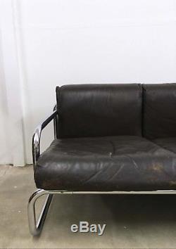 Vintage Leather & Chrome 3 Seater Sofa by Rodney Kinsman MID CENTURY RETRO