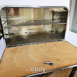 Vintage Lincoln BeautyBox Chrome Bread Box Mid Century Modern Retro Kitchen MCM