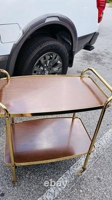 Vintage MCM Cosco Kitchen Utility Bar Cart Faux Wood Gold Glittered Wheels
