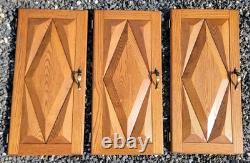 Vintage MCM Diamond Solid Oak Cabinet Doors Amerock Hardware 29.75 L x 14.25 W