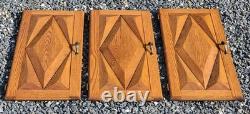 Vintage MCM Diamond Solid Oak Cabinet Doors Amerock Hardware 29.75 L x 14.25 W