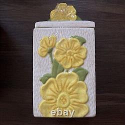 Vintage MCM Floral Ceramic Kitchen Canister Set SignedGranny Cottagecore Retro