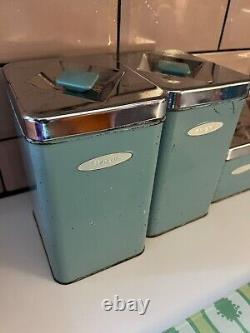 Vintage MCM, masterware Canister Set of Four Tin Metal