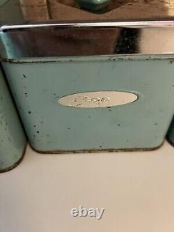 Vintage MCM, masterware Canister Set of Four Tin Metal