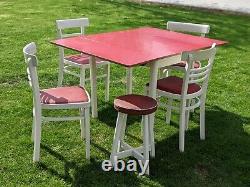 Vintage MID Century 50's/60's Dining Table Chairs Set Formica Kitchen Retro Red