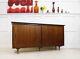 Vintage Mahogany 1960s 4x Sliding Doors Bookcase Ex Renault Showroom Furniture