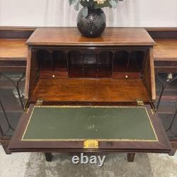 Vintage Mahogany Bureau Bookcase Sideboard with Glass Display Cabinets