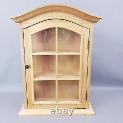 Vintage Maple Wood Curio Wall Hanging Display Cabinet 3 Shelves 20.5Tx15Wx6D