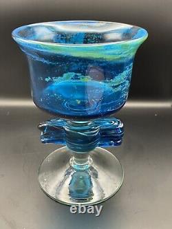 Vintage Medina Glass Trailed Knop Chalice Goblet