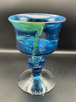 Vintage Medina Glass Trailed Knop Chalice Goblet