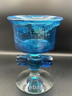 Vintage Medina Glass Trailed Knop Chalice Goblet