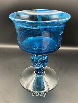 Vintage Medina Glass Trailed Knop Chalice Goblet