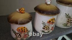 Vintage Merry Mushroom Sears Roebuck & Co 4 Piece Canister Set 1983 Japan