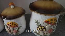 Vintage Merry Mushroom Sears Roebuck & Co 4 Piece Canister Set 1983 Japan