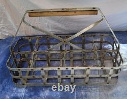 Vintage Metal Milk Bottle Carrier Drinks Flowers Retro Kitchen Decor Rare 8 Slot