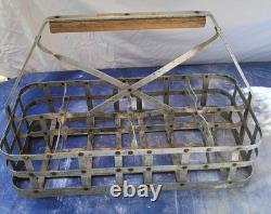 Vintage Metal Milk Bottle Carrier Drinks Flowers Retro Kitchen Decor Rare 8 Slot