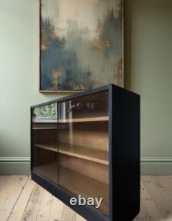 Vintage Mid 20c Glazed Display School Lab China Bookcase Kitchen Cabinet