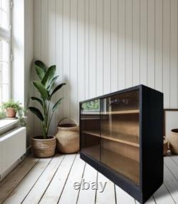 Vintage Mid 20c Glazed Display School Lab China Bookcase Kitchen Cabinet