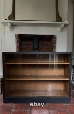 Vintage Mid 20c Glazed Display School Lab China Bookcase Kitchen Cabinet