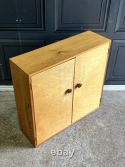Vintage Mid 20th Century School Science Laboratory Pine Display Cabinet 1970s
